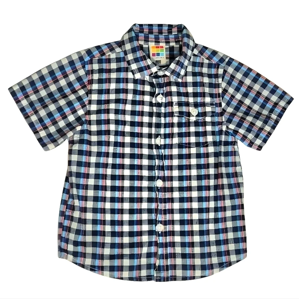 NEW Toddler Kids Classic Plaid Button Down Shirts - Blue and Red Bundle